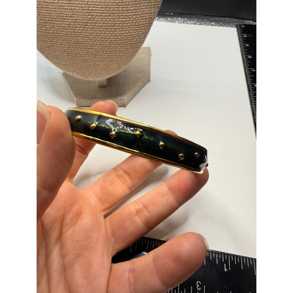 Monet‎ Vintage Black Enamel Gold Tone Studded Bangle Bracelet